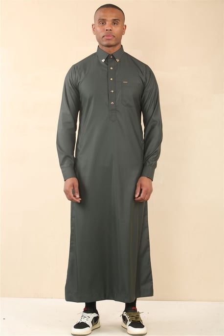 Groene Thobe voor heren, Arabische kleding uit Saoedi-Arabië, islamitische kleding, Jubba-gewaad - Image 4