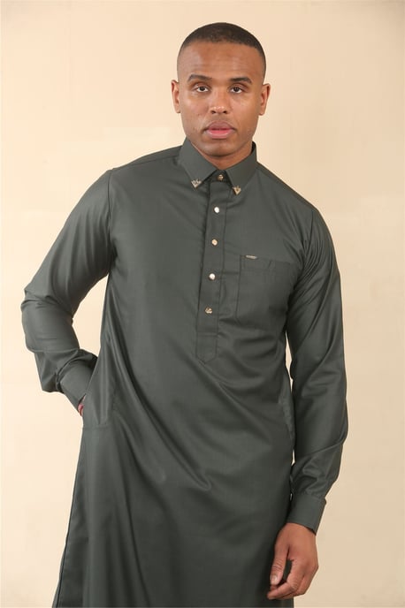 Groene Thobe voor heren, Arabische kleding uit Saoedi-Arabië, islamitische kleding, Jubba-gewaad - Image 5