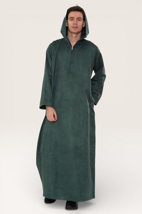 Heren groene Eid Marokkaanse Jubba gewaad Ramadan Eid Thobe LFS met capuchon - HM12 - Image 3
