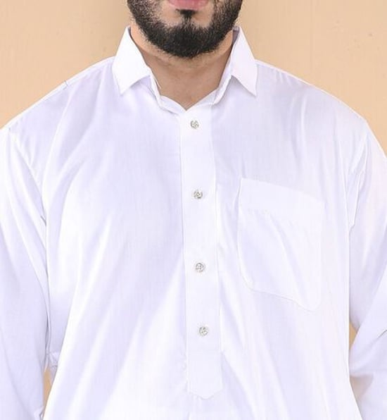 Mens White Thobe Jubba Saudi Ramadan Eid Islamiska Kaftan Kaudara Arabiska Jubbah - Image 2