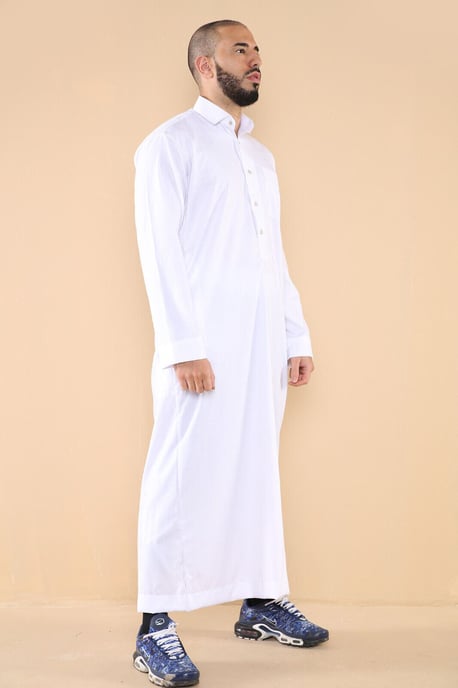Mens White Thobe Jubba Saudi Ramadan Eid Islamiska Kaftan Kaudara Arabiska Jubbah - Image 4