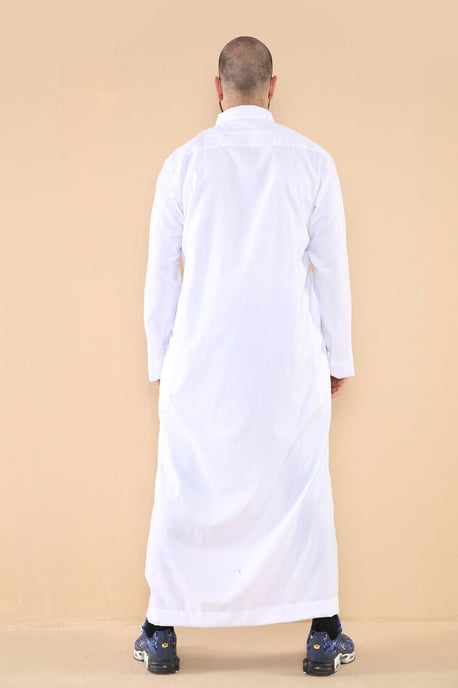 Mens White Thobe Jubba Saudi Ramadan Eid Islamiska Kaftan Kaudara Arabiska Jubbah - Image 5