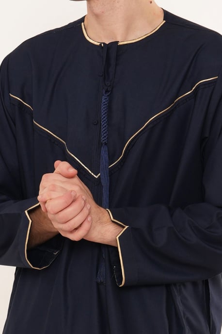 Men's Ramadan Navy Blue Moroccan Jubba Robe Djellaba Eid Thobe - TT-007 - Image 5