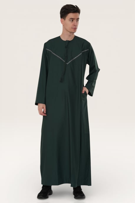 Mens Green Eid Moroccan Thobe Robe Djellaba Ramadan Eid Jubba LFS- HM10 - Image 2