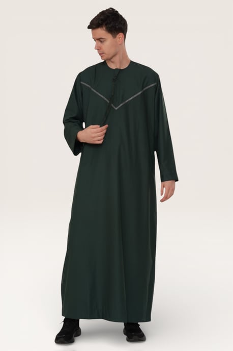 Mens Green Eid Moroccan Thobe Robe Djellaba Ramadan Eid Jubba LFS- HM10 - Image 3