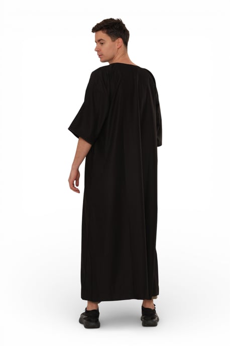 Men's Ramadan Black Moroccan Gandoura Thobe Robe Djellaba Eid Jubba- TT-006 - Image 5