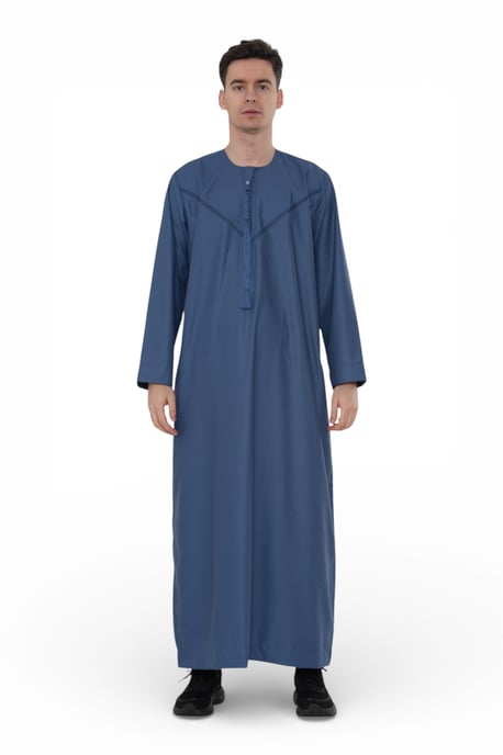 Heren Eid blauwe Marokkaanse Thobe gewaad Djellaba Ramadan Eid Jubba-HM10 - Image 1
