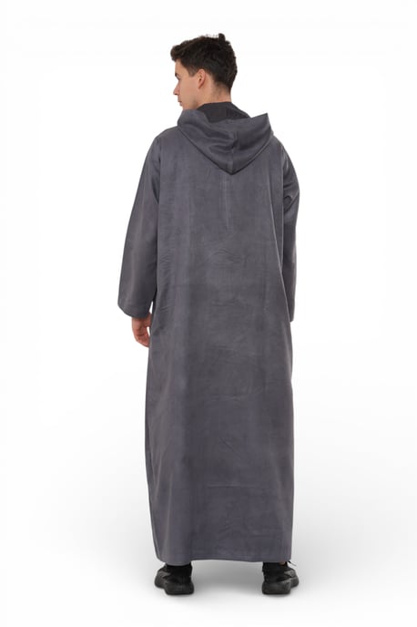 Heren grijze Eid Marokkaanse Jubba Robe Ramadan Eid Thobe LFS met capuchon - HM12 - Image 5