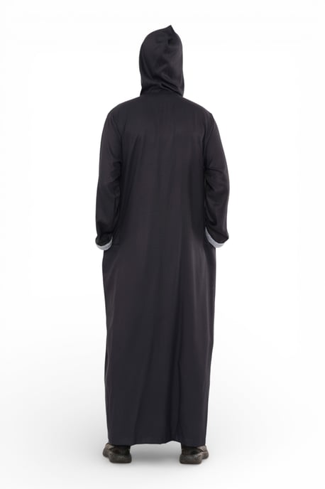 Men's Eid Navy Blue Hooded Moroccan Thobe Robe Djellaba Ramadan Jubba- HM3 - Image 4