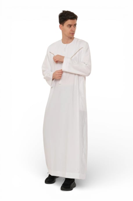 Men's Eid White Moroccan Thobe Robe Djellaba Ramadan Eid Jubba- HM10 - Image 2