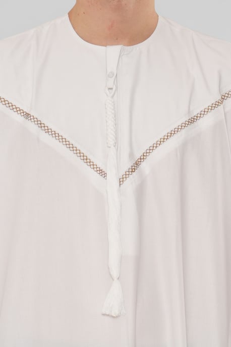 Men's Eid White Moroccan Thobe Robe Djellaba Ramadan Eid Jubba- HM10 - Image 5