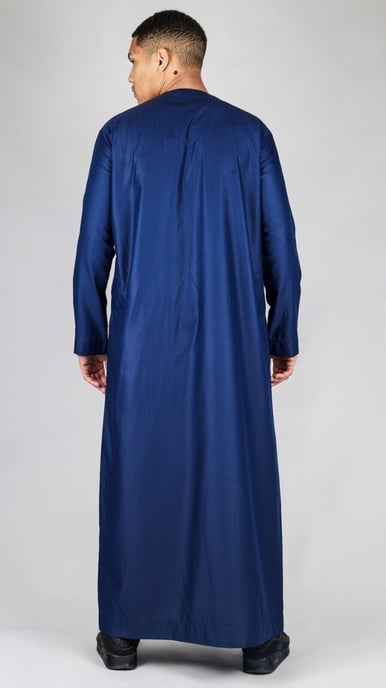 Marineblauwe Thobe Emirati Islamitische Jubba Robe Eid Tassel Regular Fit voor heren - Image 3