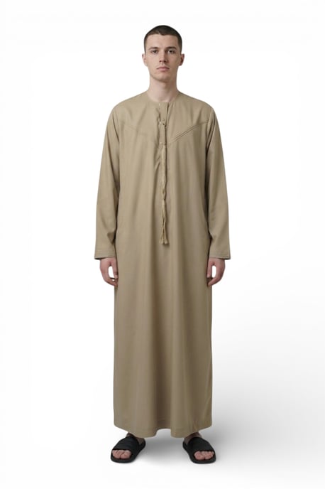 Heren Eid Beige Marokkaanse Jubba Robe Djellaba Ramadan Eid Thobe - HM11 - Image 1
