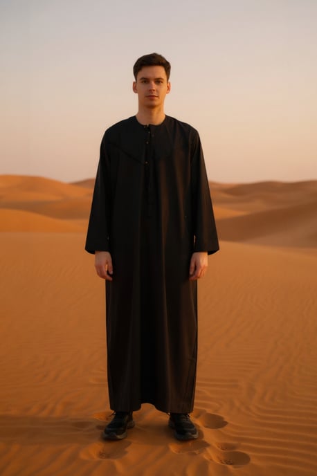 Mens Black Eid Moroccan Jubba Robe Djellaba Ramadan Eid Thobe LFS-HM11 - Image 1