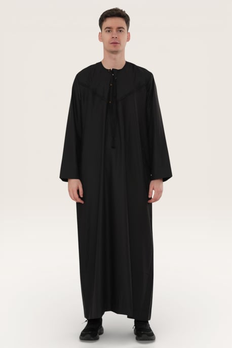 Mens Black Eid Moroccan Jubba Robe Djellaba Ramadan Eid Thobe LFS-HM11 - Image 2