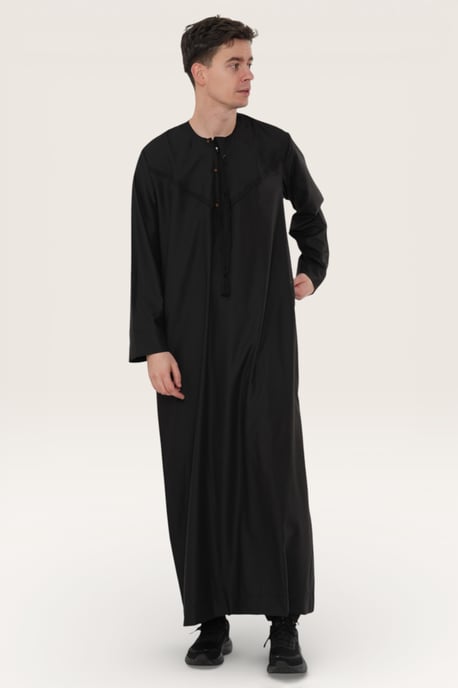 Mens Black Eid Moroccan Jubba Robe Djellaba Ramadan Eid Thobe LFS-HM11 - Image 3