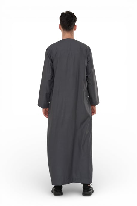 Mens Grey Eid Moroccan Thobe Robe Djellaba Ramadan Eid Jubba LFS- HM10 - Image 4