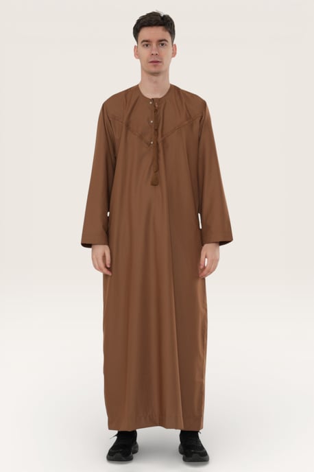 Mens Brown Eid Moroccan Jubba Robe Djellaba Ramadan Eid Thobe LFS-HM11 - Image 2