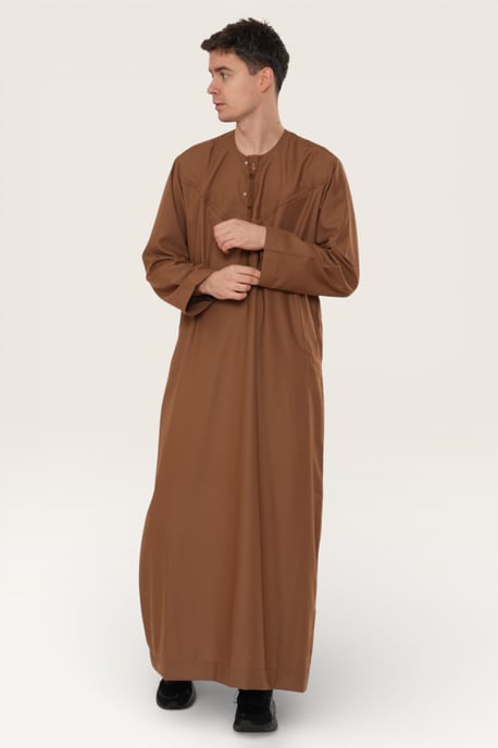Mens Brown Eid Moroccan Jubba Robe Djellaba Ramadan Eid Thobe LFS-HM11 - Image 3