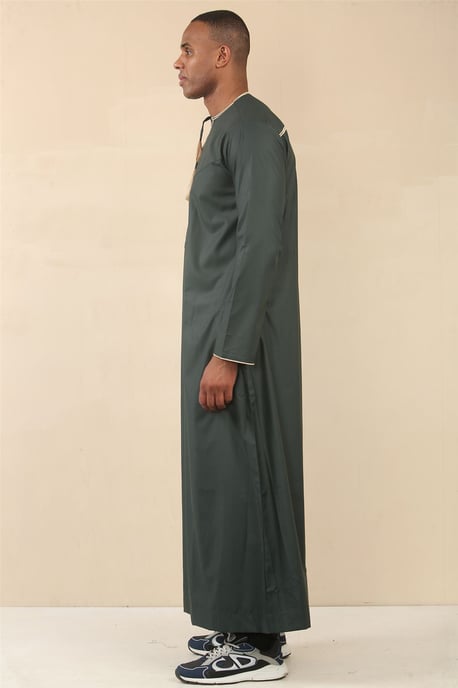 Men's Omani Eid Green Thobe Saudi Emirati Jubba Robe - Image 3