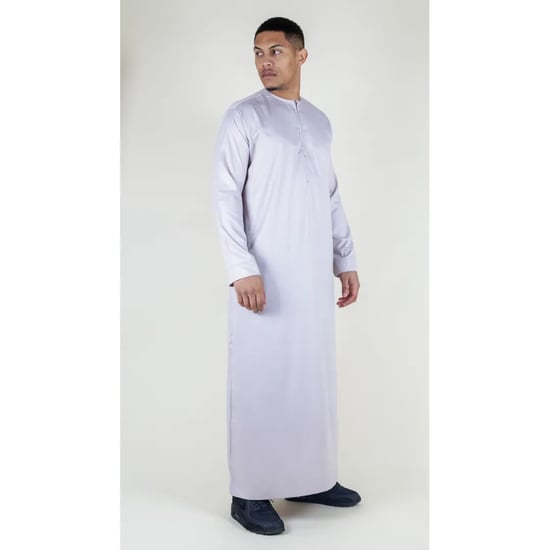 Men's Cream Beige Thobe Robe Satin Emirati Islamic Jubba Eid Slim Fit - Image 4