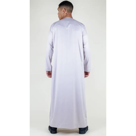 Men's Cream Beige Thobe Robe Satin Emirati Islamic Jubba Eid Slim Fit - Image 5