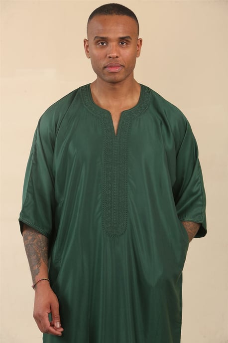 Grön marockansk Thobe Djellaba för män Jubba Robe Eid - Image 2