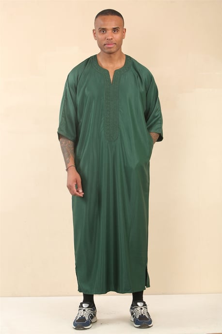 Grön marockansk Thobe Djellaba för män Jubba Robe Eid - Image 3