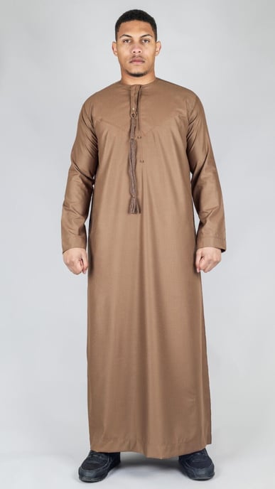 Herr Brun Thobe Emirati Islamic Jubba Robe Eid Tofs Regular Fit - Image 1
