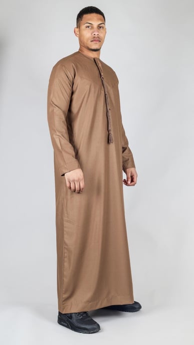 Herr Brun Thobe Emirati Islamic Jubba Robe Eid Tofs Regular Fit - Image 2