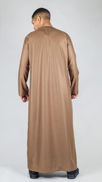 Herr Brun Thobe Emirati Islamic Jubba Robe Eid Tofs Regular Fit - Image 3