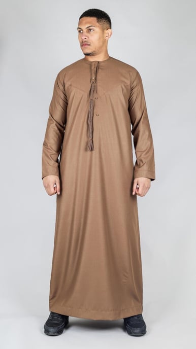 Herr Brun Thobe Emirati Islamic Jubba Robe Eid Tofs Regular Fit - Image 4