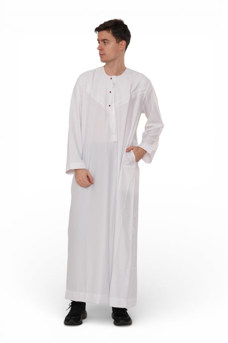 Heren Eid Witte Marokkaanse Jubba Robe Djellaba Ramadan Eid Thobe - HM11 - Image 2