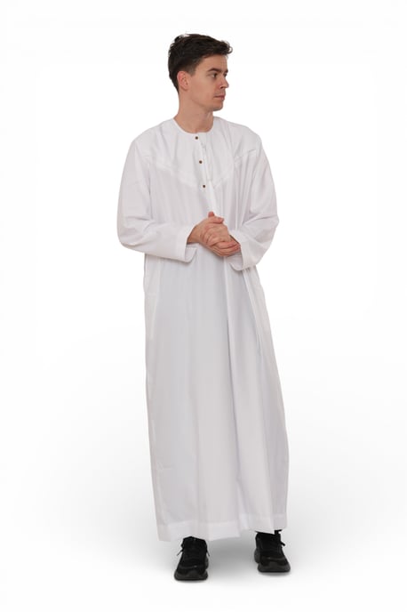 Heren Eid Witte Marokkaanse Jubba Robe Djellaba Ramadan Eid Thobe - HM11 - Image 3