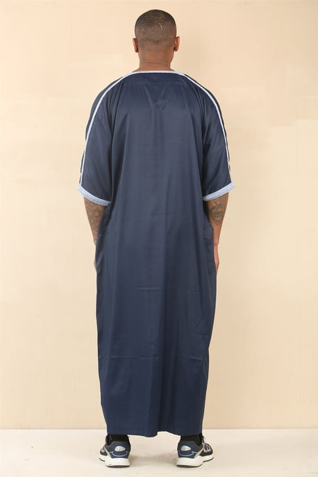 Men's Blue Moroccan Thobe Jubba Robe Eid Djellaba Gandoura - Image 3