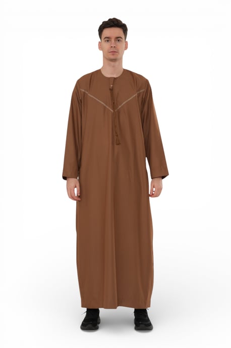 Men's Eid Camel Brown Moroccan Thobe Robe Djellaba Ramadan Eid Jubba- HM10 - Image 1