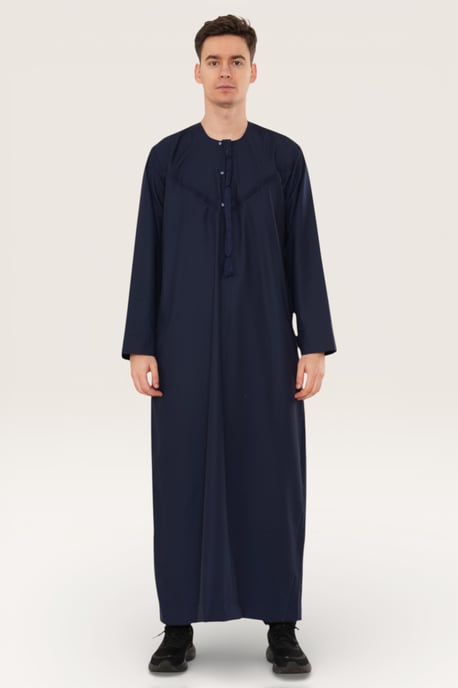 Mens Navy Eid Moroccan Jubba Robe Djellaba Ramadan Eid Thobe LFS-HM11 - Image 2