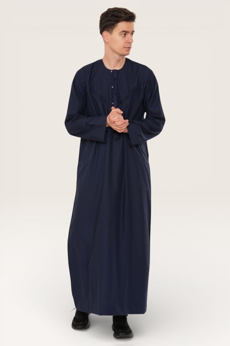 Mens Navy Eid Moroccan Jubba Robe Djellaba Ramadan Eid Thobe LFS-HM11 - Image 3
