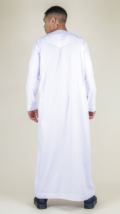 Men's White Thobe Emirati Islamic Jubba Robe Eid Tassel Regular Fit - Image 3