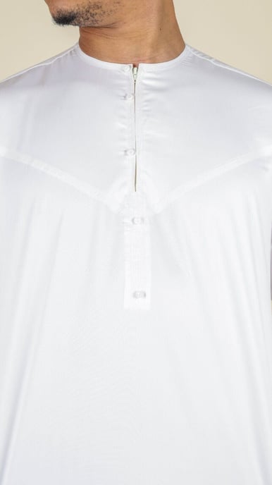 Vit Thobe-rock för män Satin Emirati Islamic Jubba Eid Slim Fit - Image 2