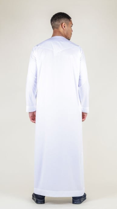 Vit Thobe-rock för män Satin Emirati Islamic Jubba Eid Slim Fit - Image 4