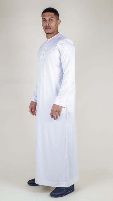 Vit Thobe-rock för män Satin Emirati Islamic Jubba Eid Slim Fit - Image 5
