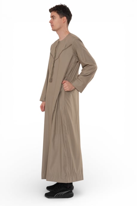 Men's Eid Beige Moroccan Thobe Robe Djellaba Ramadan Eid Jubba- HM10 - Image 2