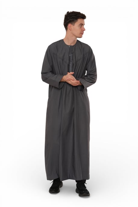 Heren Eid Grijze Marokkaanse Jubba Robe Djellaba Ramadan Eid Thobe - HM11 - Image 2