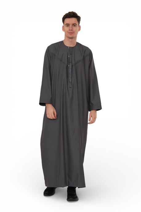 Heren Eid Grijze Marokkaanse Jubba Robe Djellaba Ramadan Eid Thobe - HM11 - Image 3