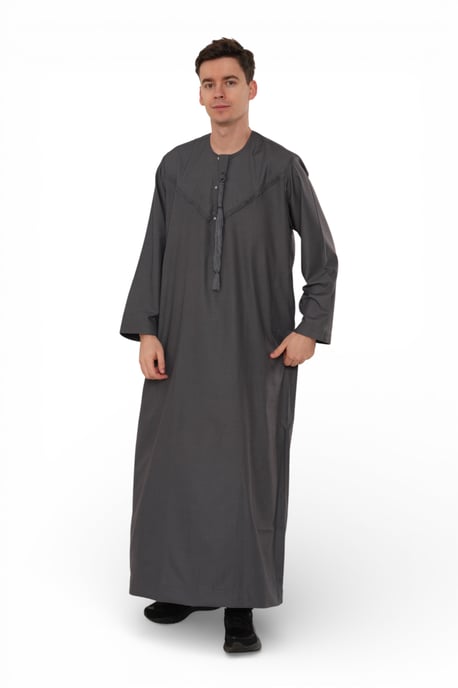 Heren Eid Grijze Marokkaanse Jubba Robe Djellaba Ramadan Eid Thobe - HM11 - Image 4