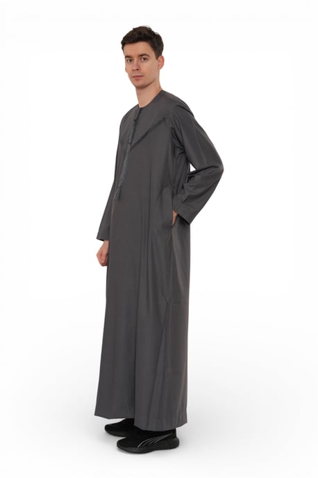 Heren Eid Grijze Marokkaanse Jubba Robe Djellaba Ramadan Eid Thobe - HM11 - Image 5