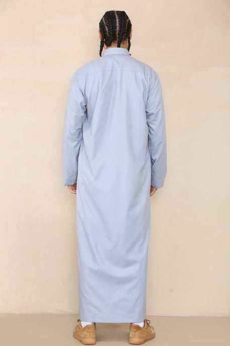 Mens Blue Thobe Jubba Saudi Ramadan Eid Islamic Kaftan Kaudara Arabic Jubbah - Image 5