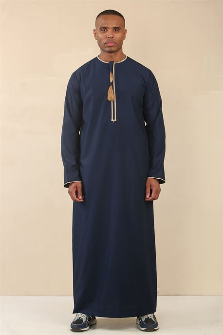 Men's Omani Eid Blue Thobe Saudi Emirati Jubba Robe - Image 1