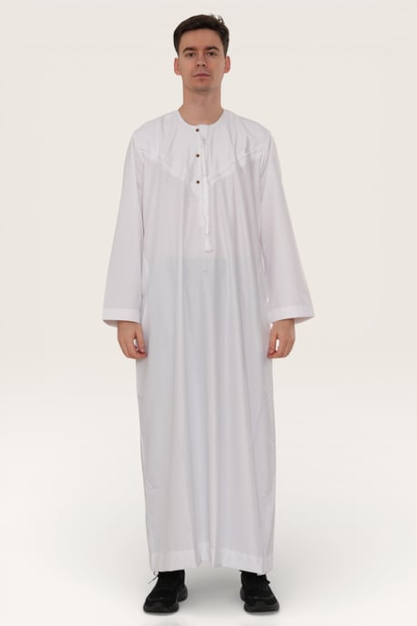 Mens White Eid Moroccan Jubba Robe Djellaba Ramadan Eid Thobe LFS-HM11 - Image 2